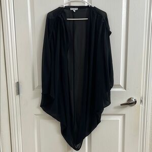 Black Sheer Open Front Cardigan